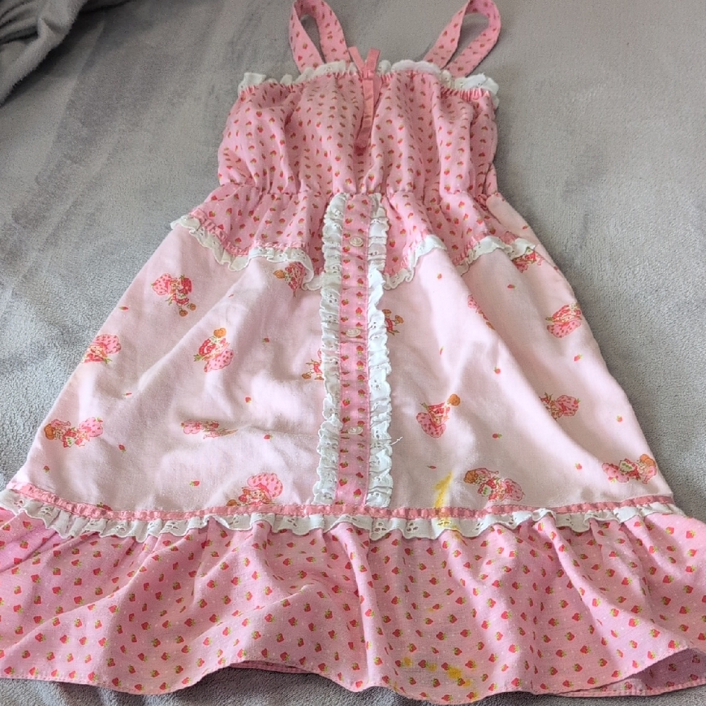 Pink Strawberry Shortcake Ruffled Dress 1980 American Greetings